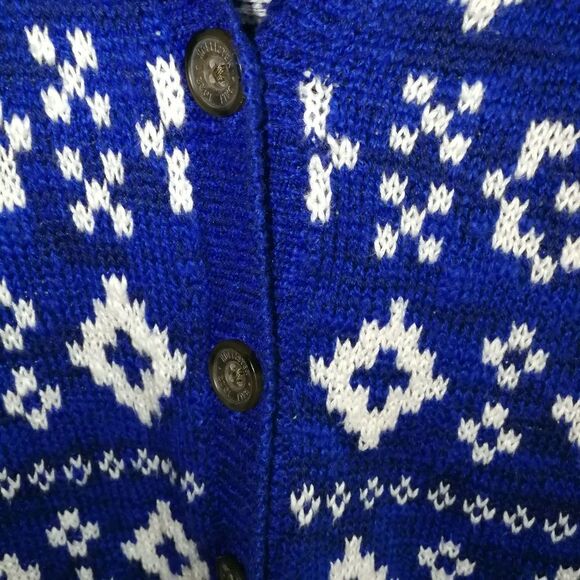 HOLLISTER Navy Blue & White Fair Isles Cotton Knitted Sweater Extra-Small - Picture 7 of 15
